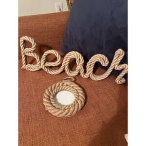 Beach Wooden Rope Sign Coastal Ocean Surf Beach House Decor And Photo Frame